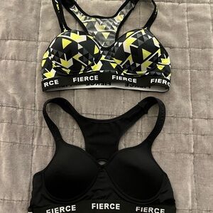 Women's Geometric and Solid Sports Bras - Black and Yellow